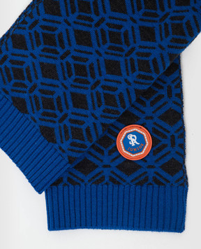 Stefano Ricci Patterned blue cashmere scarf for children K808008SCIY16488