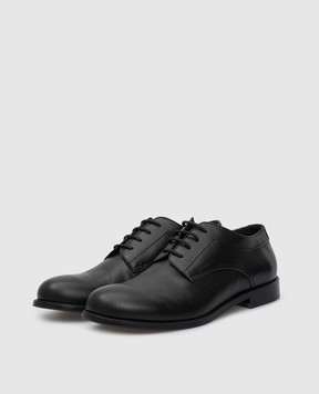 Stefano Ricci Kids Black Leather Derbies YRU59CG818VT