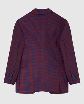Stefano Ricci Patterned wool and silk children's purple blazer Y1RSGD2303HC3625