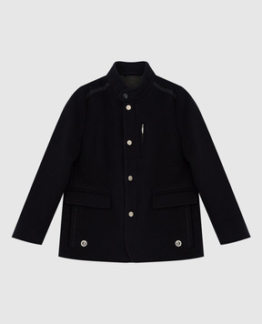 Stefano Ricci Children's dark blue cashmere coat YDJ94002804403