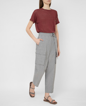 Brunello Cucinelli Gray wool and linen trousers MF509P7541