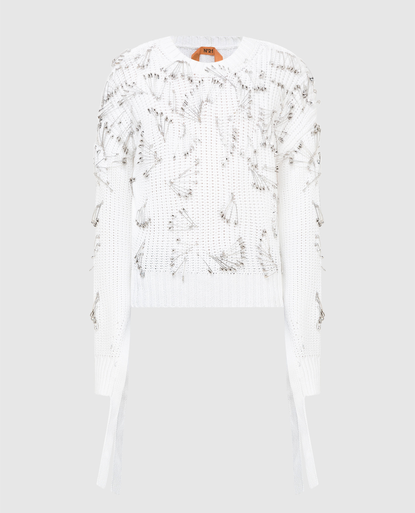 Sweater with safety pins and cutouts on the back n21