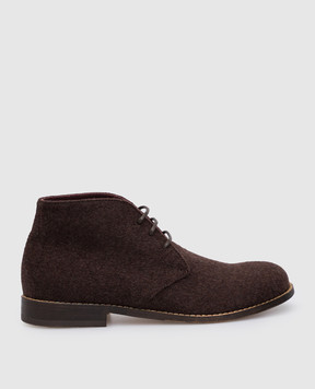 Stefano Ricci Baby dark brown cashmere desert boots YR59CG8026CA10