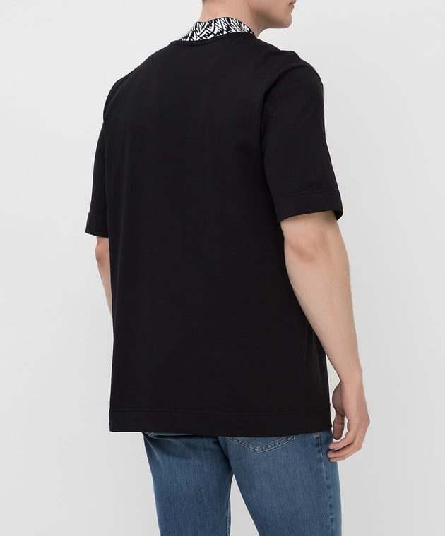 Fendi Black T shirt with a pattern on the collar FY1088AGAK buy with Ireland delivery at Symbol