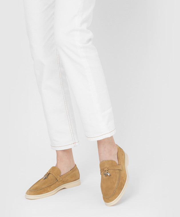 Loro Piana - Summer Walk Dark Beige Suede Slippers FAE5444 - shop