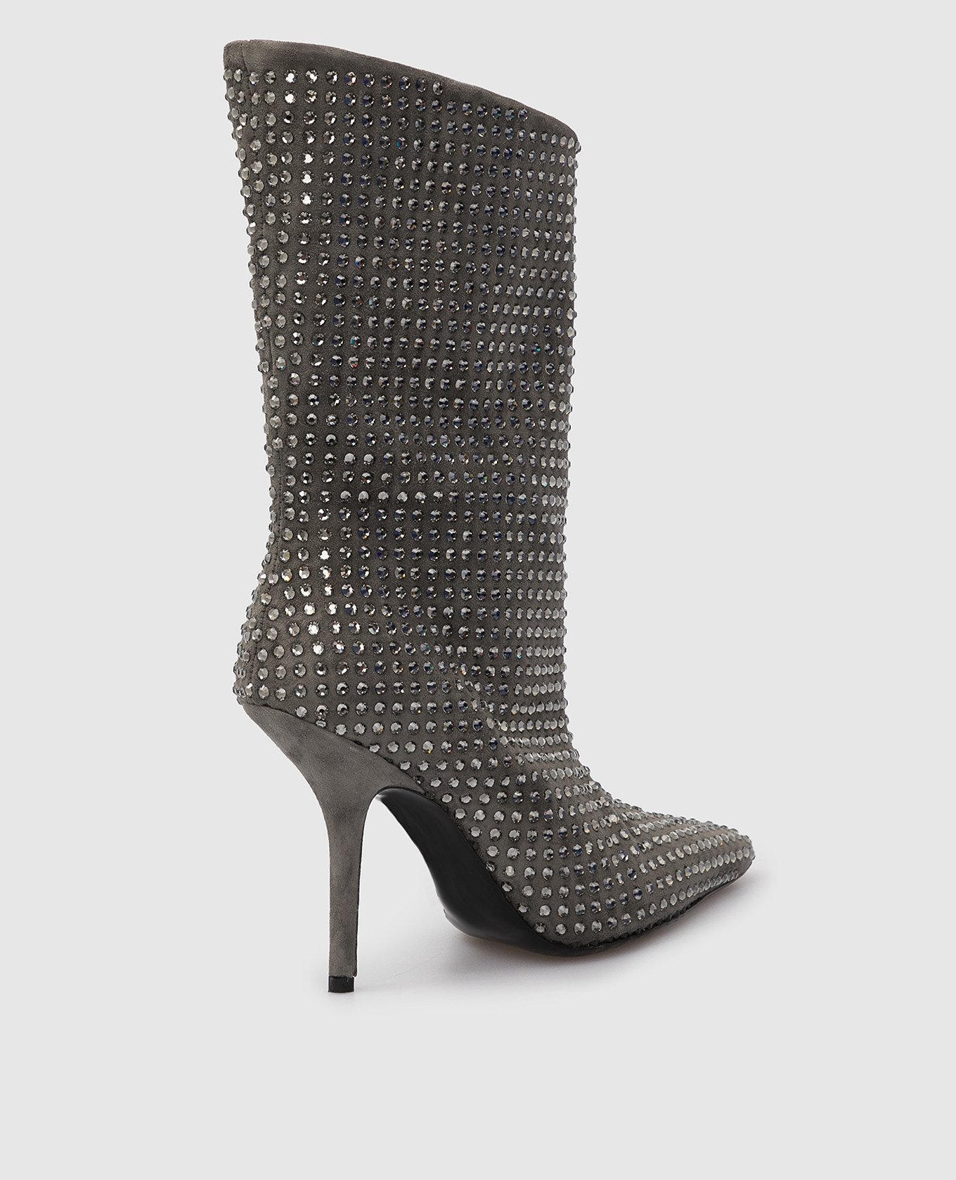 Gray suede boots in Swarovski crystals Eddy Daniele 4