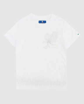 Stefano Ricci Children's white t-shirt with embroidery YNH84001NY803