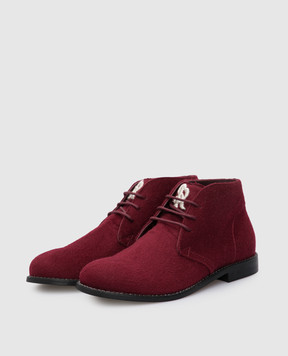 Stefano Ricci Children's burgundy cashmere desert boots YR59CG8026CA10