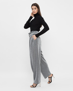 Balmain Silver trousers with pintucks and lurex WF0PQ045J202