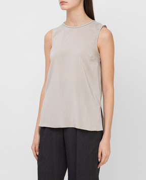 Brunello Cucinelli Silk top with chain MF948DA100