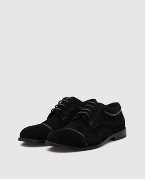 Stefano Ricci Kids Black Suede Derbies YRU14CG825SDVTV