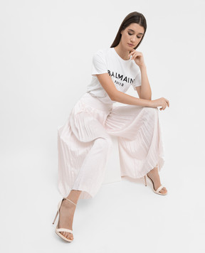 Balmain Pleated culottes in logo monogram pattern WF1PQ011I677