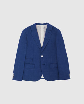 Stefano Ricci Children's blue jacket in wool, silk, cashmere and linen Y1RF732000HC4230