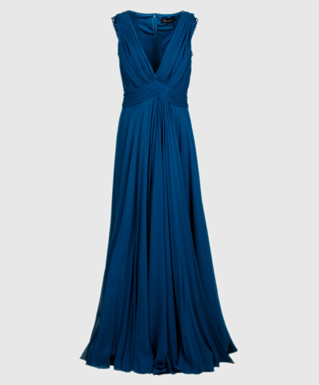jenny packham navy blue dress Jenny Packham Margoni Bell-sleeve Embellished Midi Dress