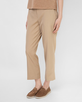 Brunello Cucinelli Beige Wool Cropped Pants MP033P7756