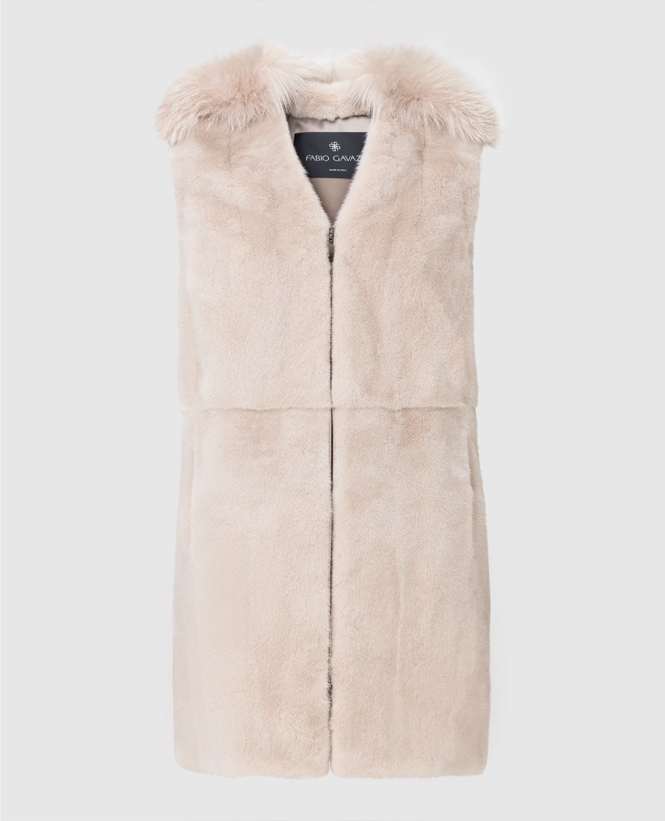 Light beige mink and fox fur vest