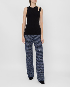 Balmain Blue trousers with sequins SF15226K464