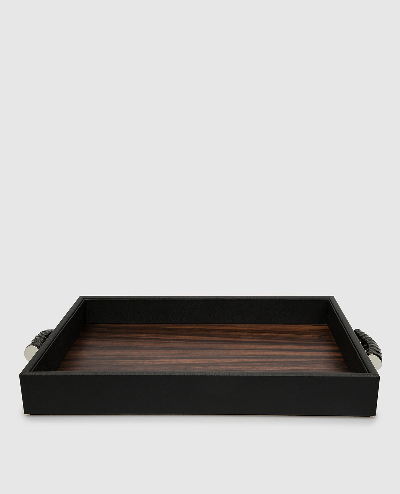 Wooden tray covered with leather