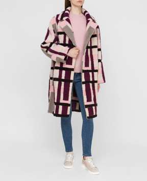 Dennis Basso Sheepskin coat in a geometric pattern 19534