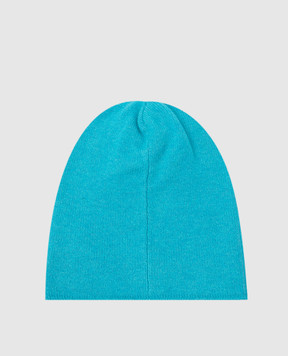 Stefano Ricci Patterned cashmere and silk baby hat in turquoise YAK6S10CUFF6SA04
