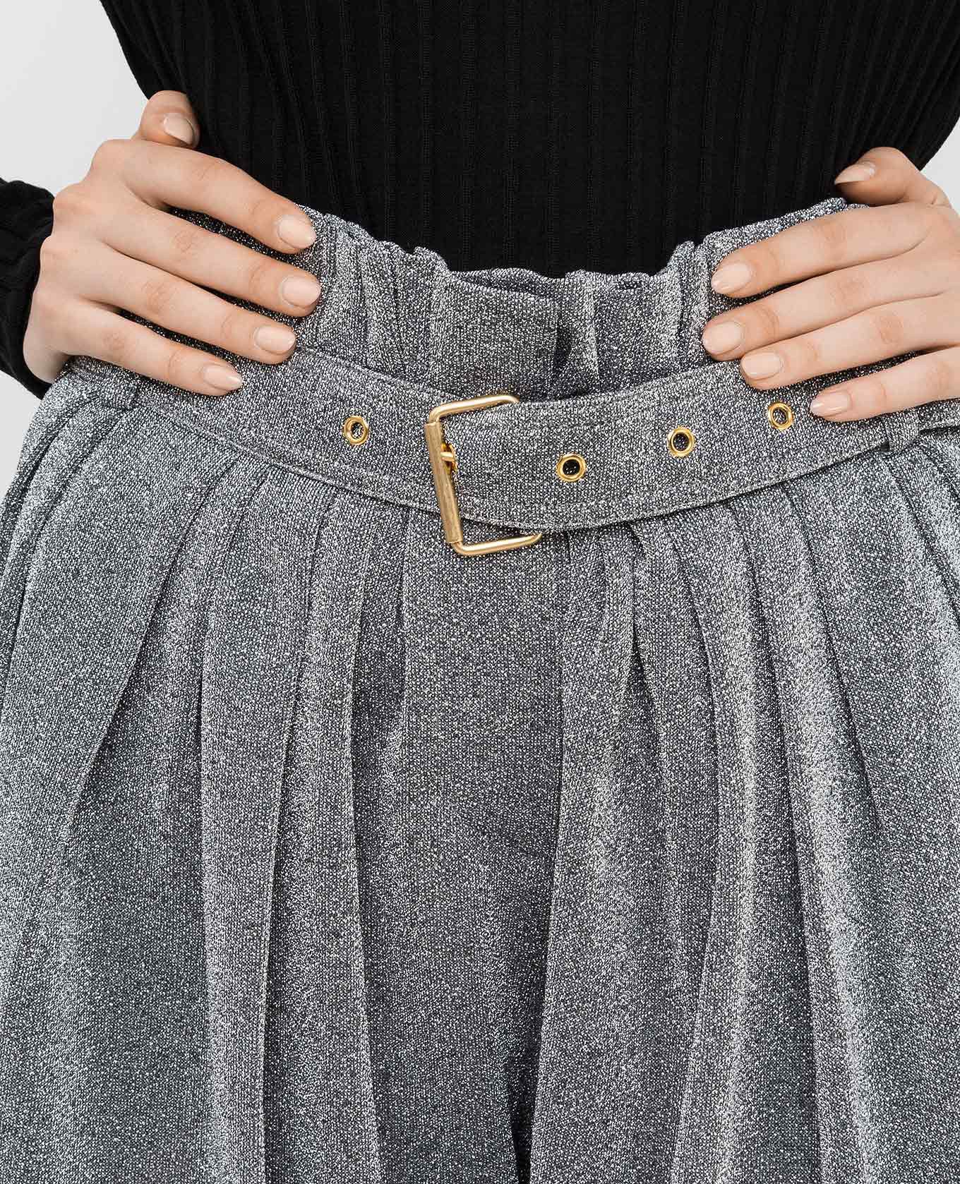 

Silver trousers with pintucks and lurex Balmain