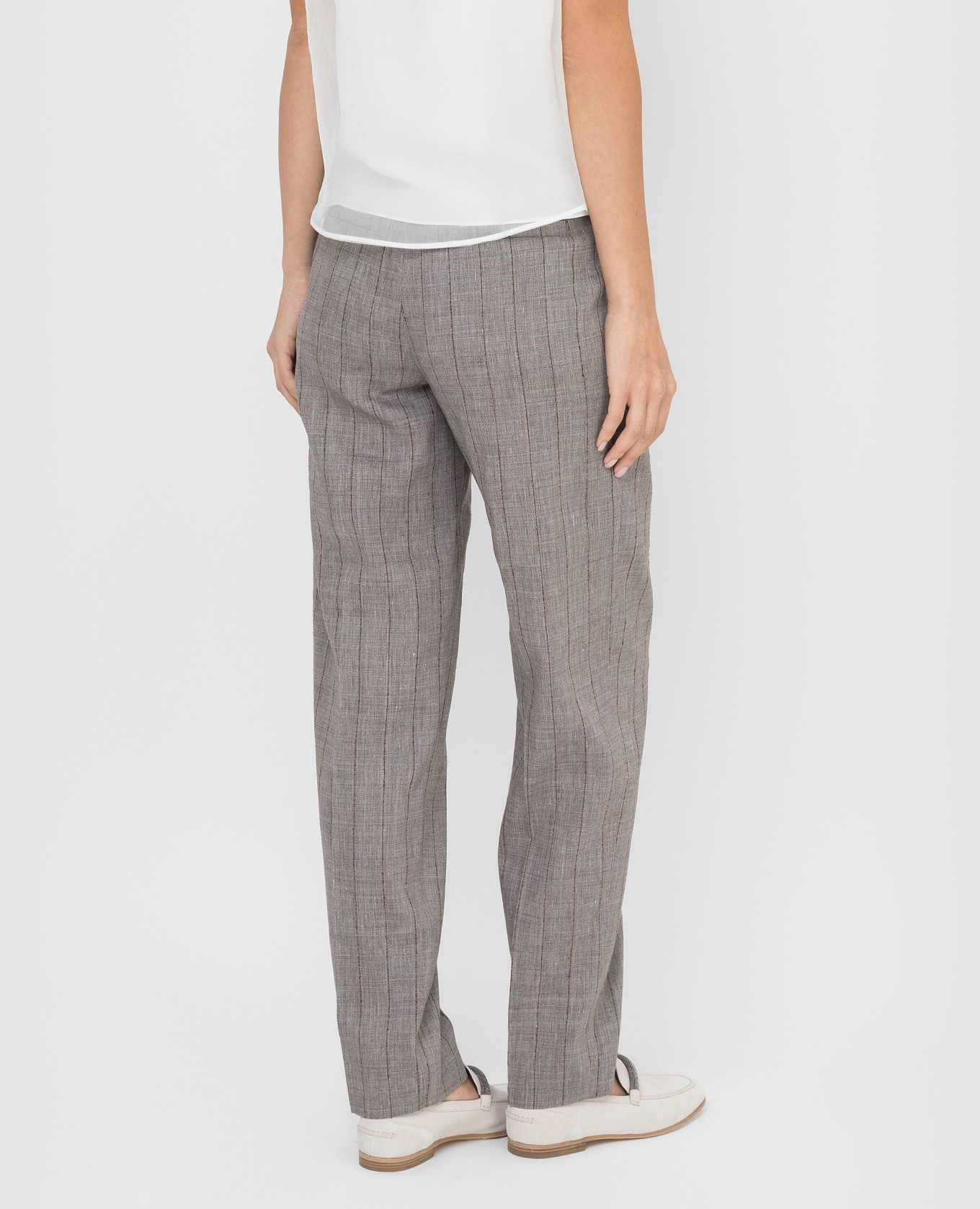 Striped linen and wool trousers Brunello Cucinelli 4