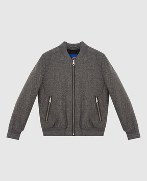 Stefano Ricci Children's gray wool bomber jacket YDJ8400020W0012C