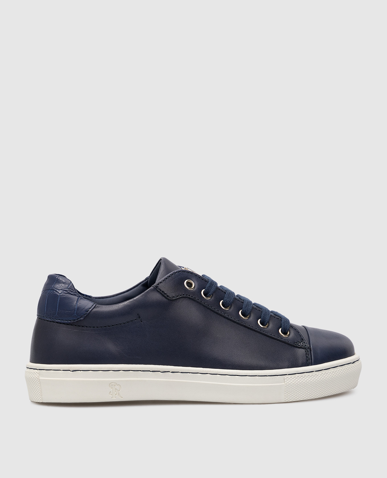 Children's dark blue leather sneakers stefano ricci