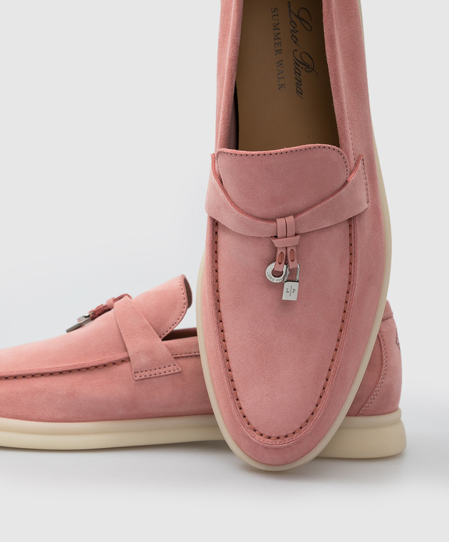 Loro Piana - Summer Walk Pink Suede Slippers FAE5444 - shop