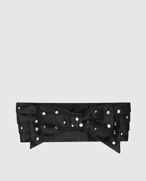 Philosophy di Lorenzo Serafini Black leather sash with crystals A30052194
