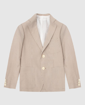 Stefano Ricci Checked silk blazer for kids Y1SM376900K903jack