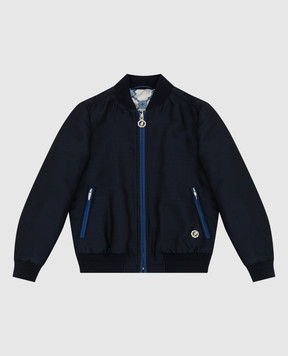 Stefano Ricci Children's navy blue bomber jacket with emblem YDJ9200010HCAQ