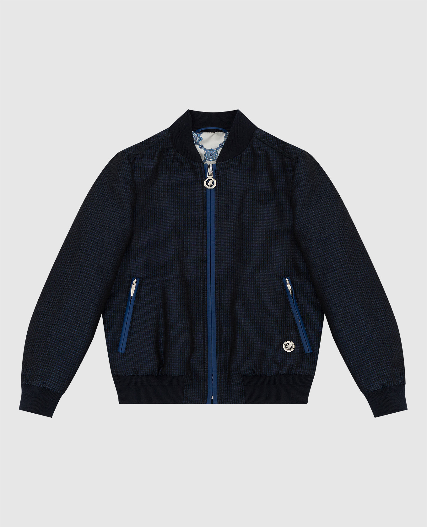 Children's navy blue bomber jacket with emblem stefano ricci