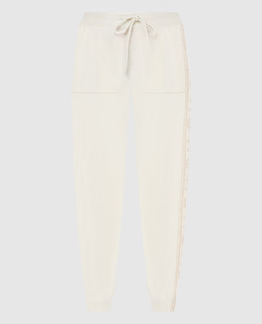 Be Florence White patterned cashmere joggers F2112