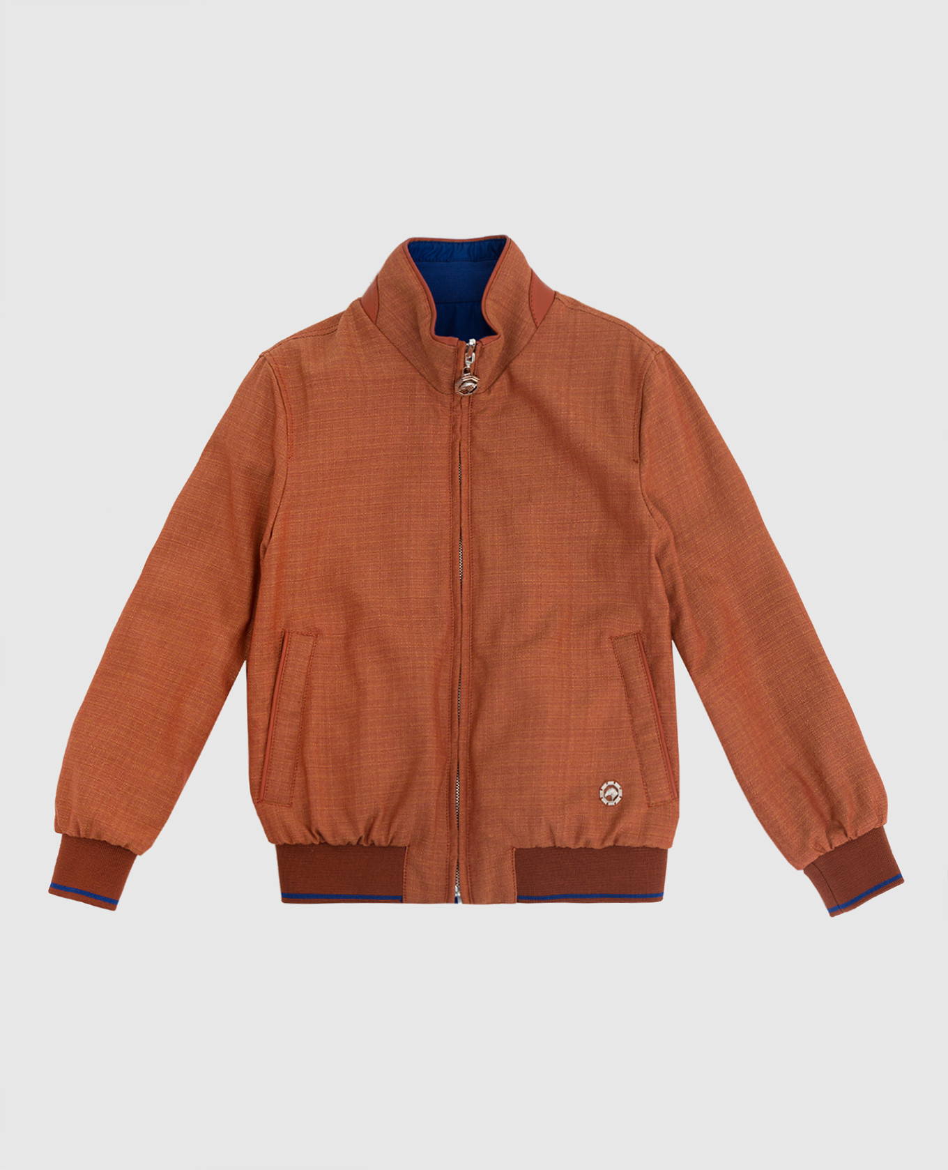 Children's reversible orange wool, cashmere and silk jacket stefano ricci