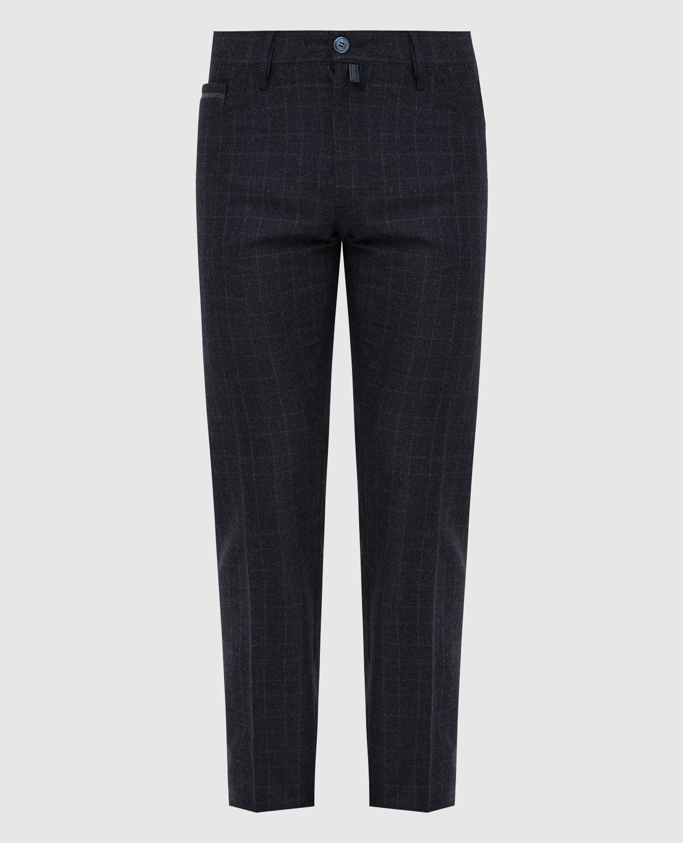 

Navy check wool trousers Stefano Ricci, Синий