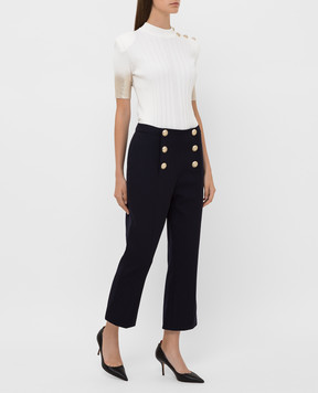 Balmain Navy blue wool trousers SF15088W034