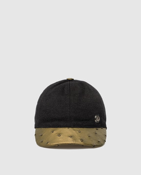 Stefano Ricci Children's cashmere cap with leather insert YVF5190PCA10SP