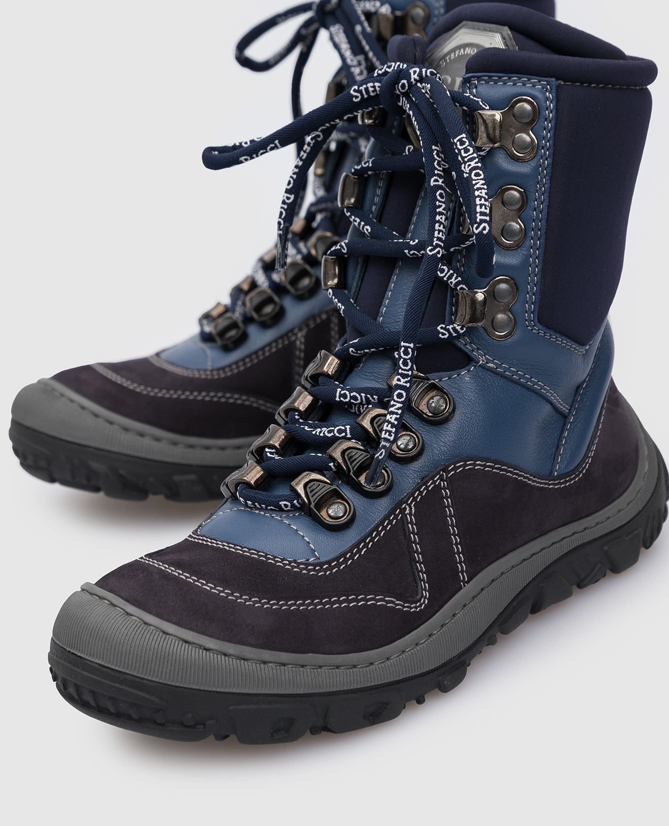 

Children's leather boots with emblem Stefano Ricci, Blue