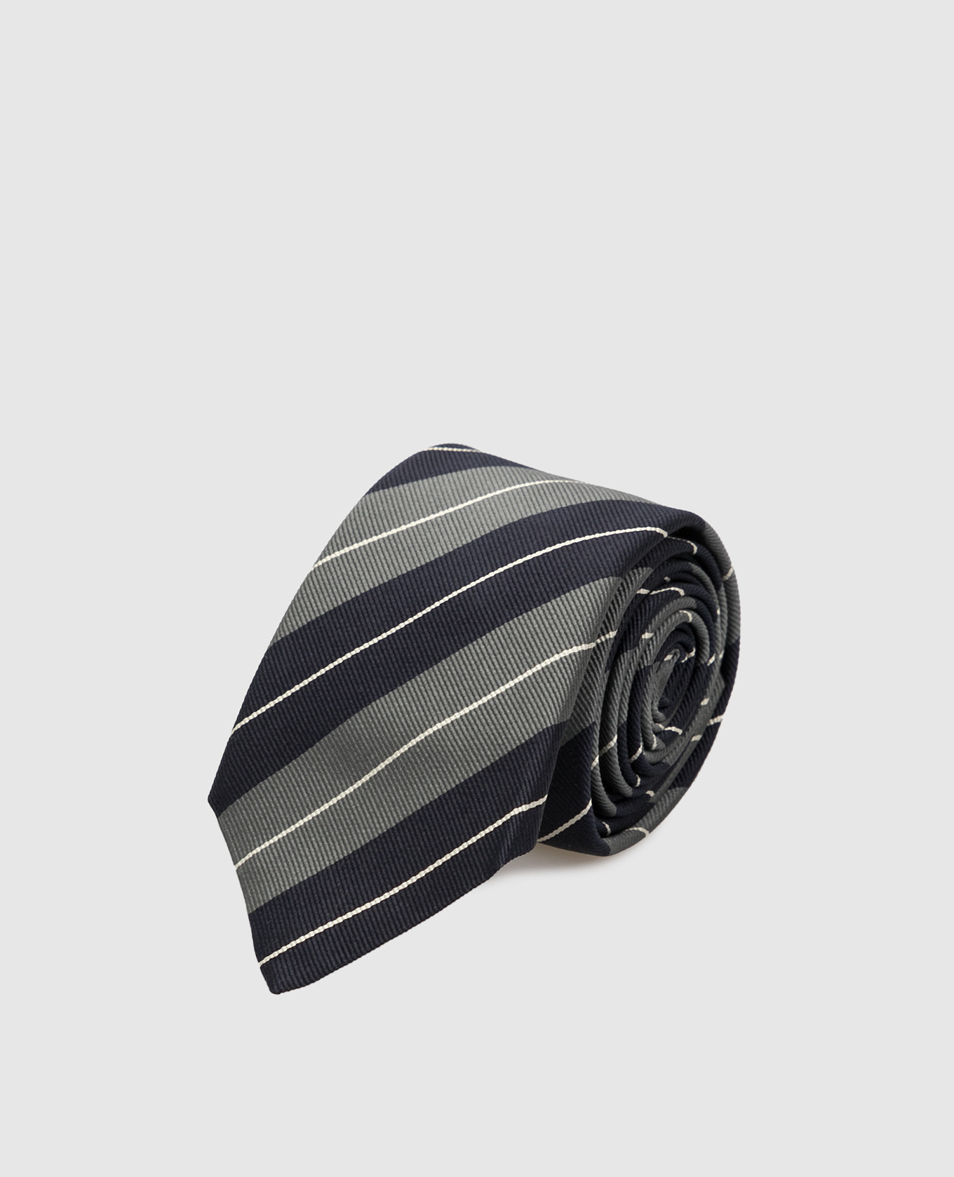 

Navy blue striped silk tie Brunello Cucinelli, Синий