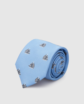 Stefano Ricci Children's light blue silk patterned tie and pache scarf set YDHNG600
