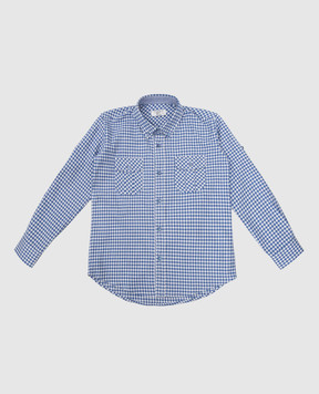 Stefano Ricci Children's blue checked shirt YAC6S00010L823