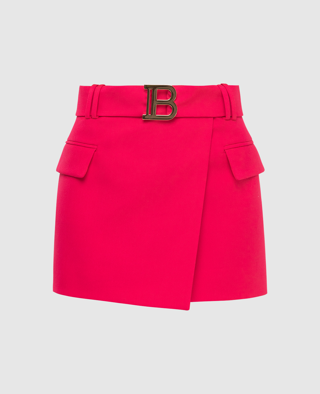 

Fuchsia wool wrap mini skirt Balmain, Pink