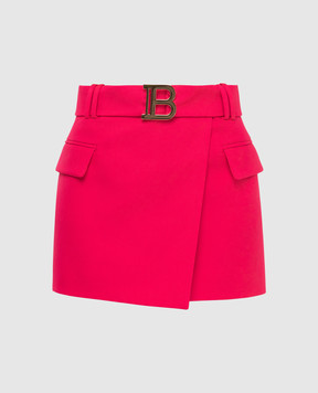 Balmain Fuchsia wool wrap mini skirt VF0LA005167L