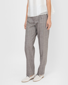 Brunello Cucinelli Striped linen and wool trousers MH508P7589