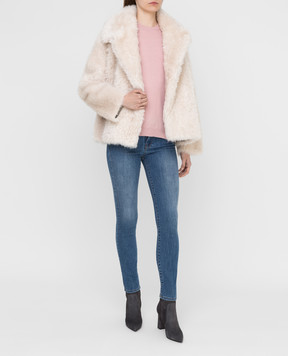 Dennis Basso Light beige sheepskin coat 197LOVEBEIGE
