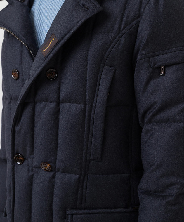 MooRER - Morris-l Navy Quilted Down Jacket in Wool and Rabbit Fur