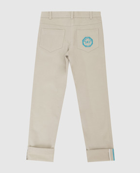 Stefano Ricci Children's light beige trousers with embroidery YAT6S00020NORWIC