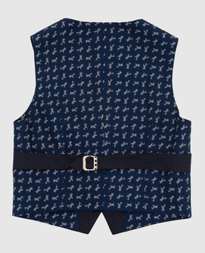 Stefano Ricci Children's dark blue checked wool and silk vest Y1E0100000HC3453