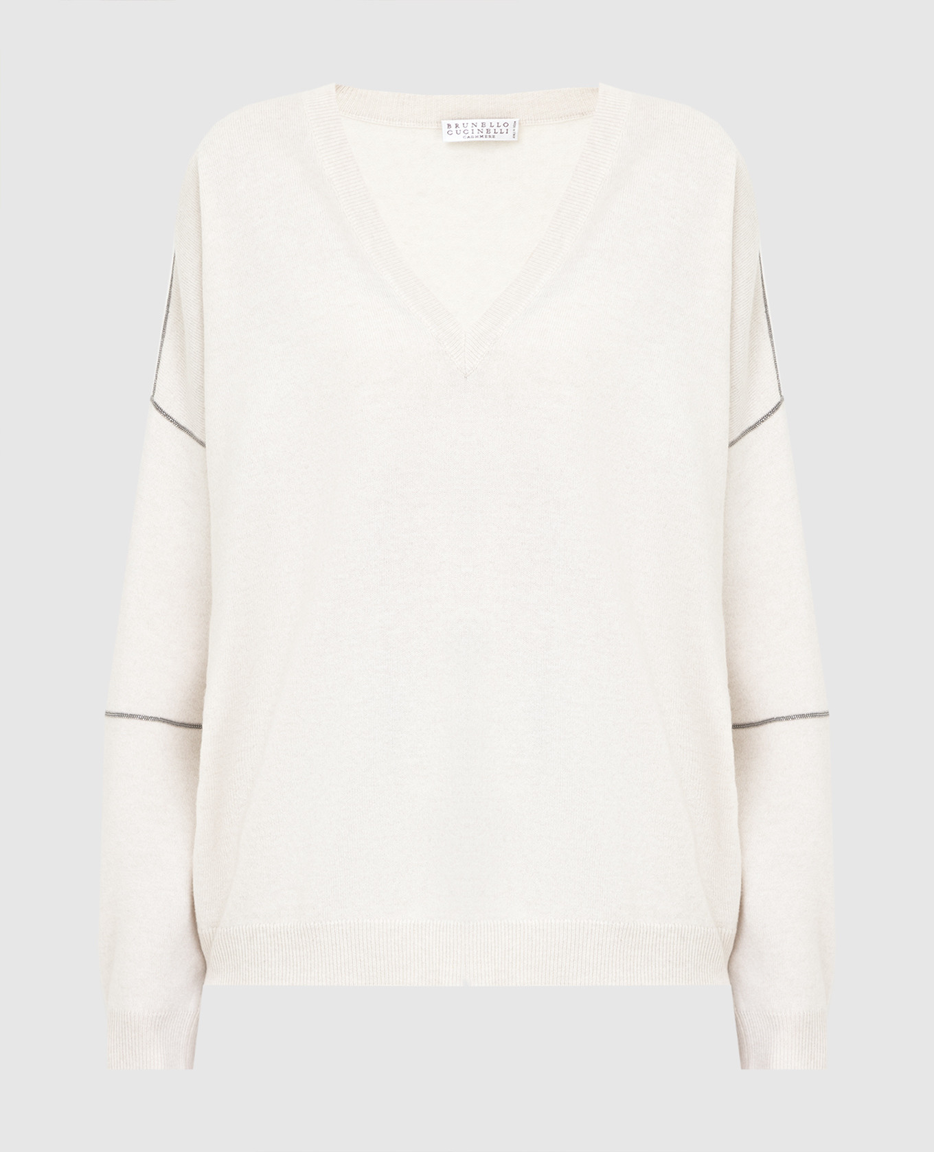Light beige wool, cashmere and silk pullover brunello cucinelli